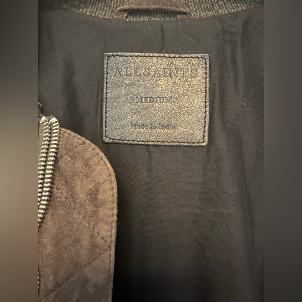 All Saints Brown Suede Bomber - Picture 4 of 5
